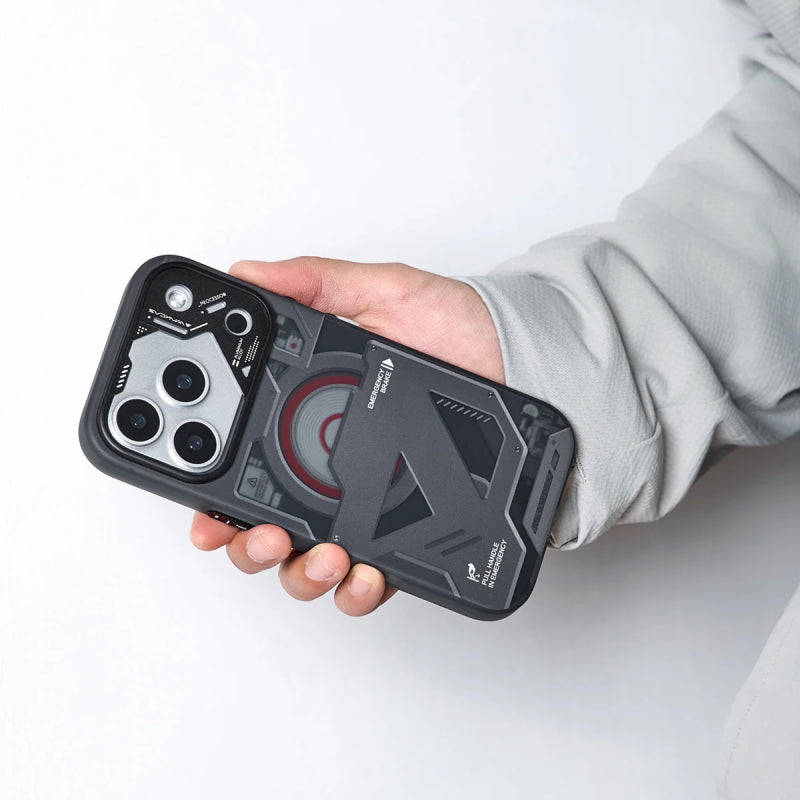 Wakcas Black Emergency Panel MagSafe Case for iPhone 18 Series