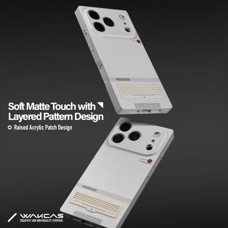 Wakcas Gray Square Retro Terminal MagSafe Case for iPhone 18 Series