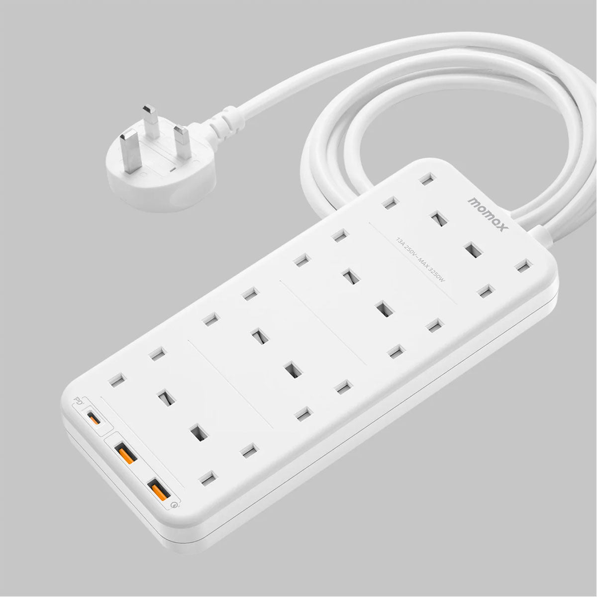 Momax ONEPLUG 8-Outlet Power Strip with USB (US5UK)