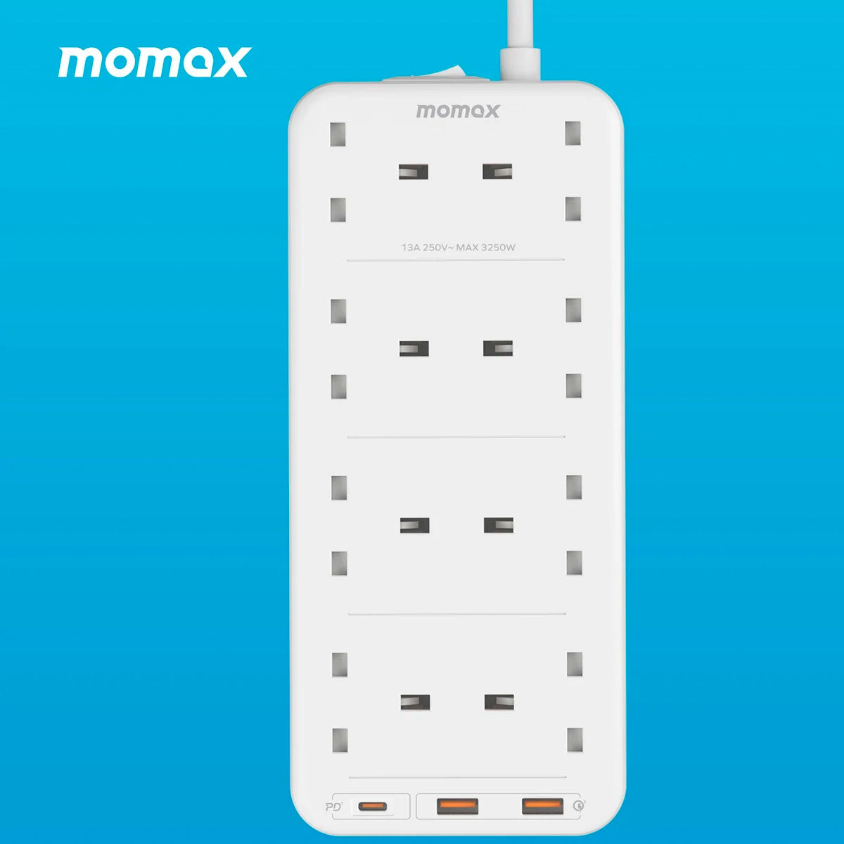Momax ONEPLUG 8-Outlet Power Strip with USB (US5UK)