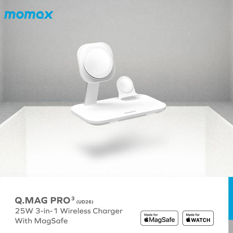 momax Q.Max Pro3 25W 3-in-1 Wireless Charger with MagSafe - XtraSure | Apple Authorized Reseller in Myanmar