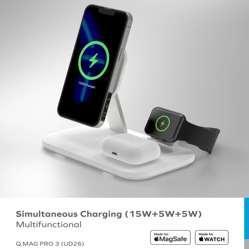 momax Q.Max Pro3 25W 3-in-1 Wireless Charger with MagSafe - XtraSure | Apple Authorized Reseller in Myanmar