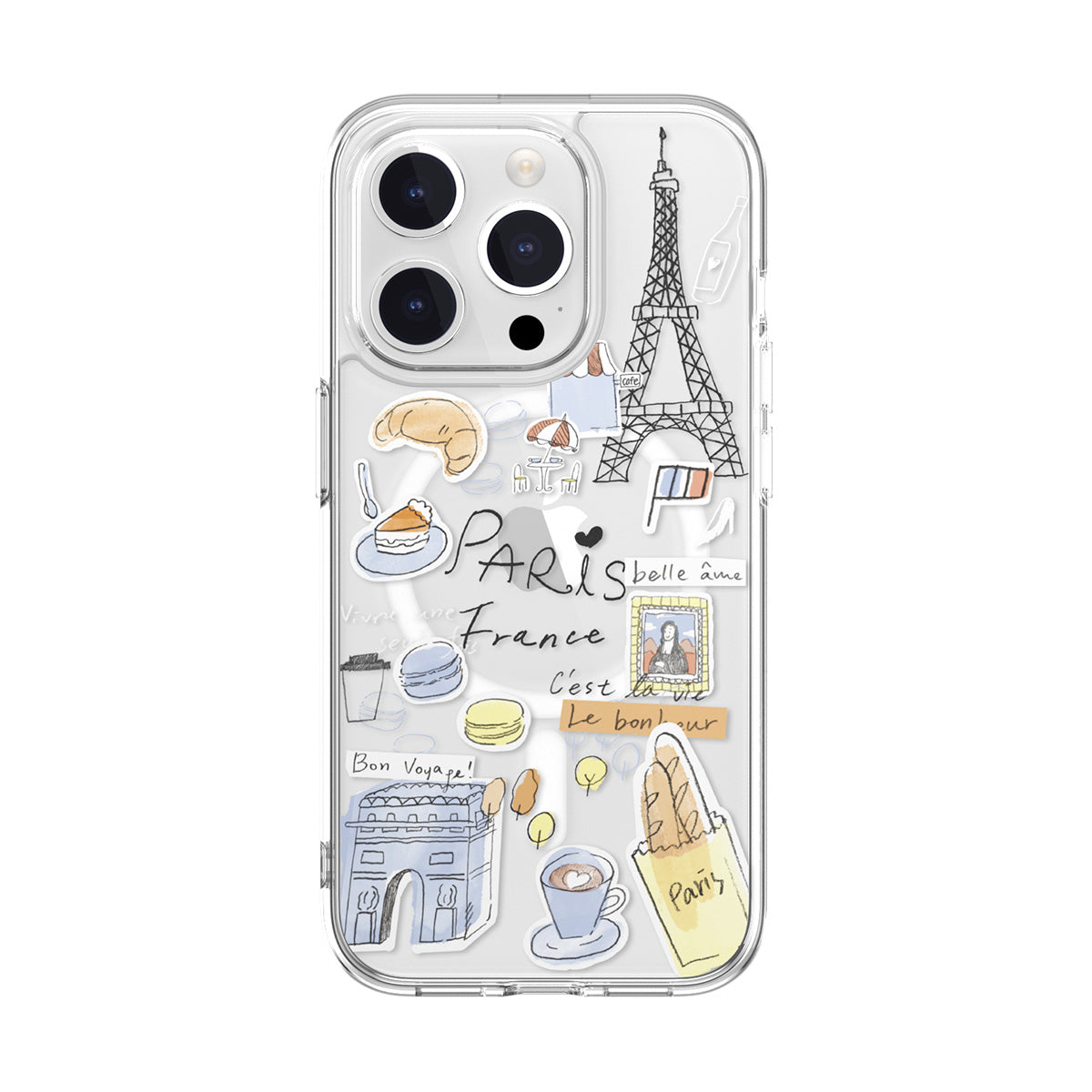 SwitchEasy City M Hand-drawn Print Case with AirBarrier Shockproof Clear Case for iPhone 15 Series
